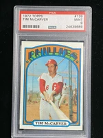 1972 Topps #139 Tim McCarver Phillies PSA 9 Mint