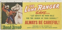 1953 Bond Bread  The Lone Ranger  Advertising Ruler/Ink Blotter  #*sku37734