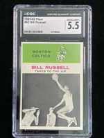 1961-62 Fleer #62 Bill Russell Celtics CGC 5.5 EX+ Takes to the Air