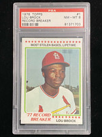 1978 Topps #1 Lou Brock Cardinals PSA 8 NM-Mint Record Breaker