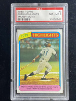 1980 Topps #3 Manny Mota Dodgers PSA 8 NM-Mint Highlights