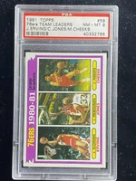 1981-82 Topps #59 Erving Jones Cheeks 76ers PSA 8 NM-Mint Team Leaders