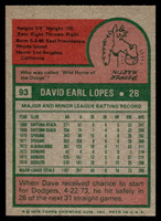 1975 Topps Mini #93 Davey Lopes Near Mint+ 