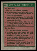 1975 Topps Mini #209 1971 's Vida Blue/Joe Torre MVP Near Mint+  ID: 527264