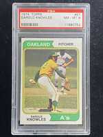 1974 Topps #57 Darold Knowles A's PSA 8 NM-Mint