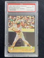 1987 Mother's Cookies #3 Mark McGwire A's PSA 10 Gem Mint Beginning Bat Swing