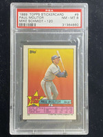 1989 Topps Stickercard #9 Mike Schmidt Paul Molitor PSA 8 NM-Mint