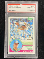1983 Topps #127 Preston Hanna A's PSA 8 NM-Mint