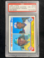 1983 Topps #704 Rickey henderson Stolen Base Leaders PSA 8 NM-Mint Tim Raines
