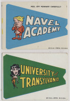 1967 Topps Krazy Comic Pennants Stickers (Football)  Lot 2/31 (Navel Academy and University of Transylvania)  #*sku37816