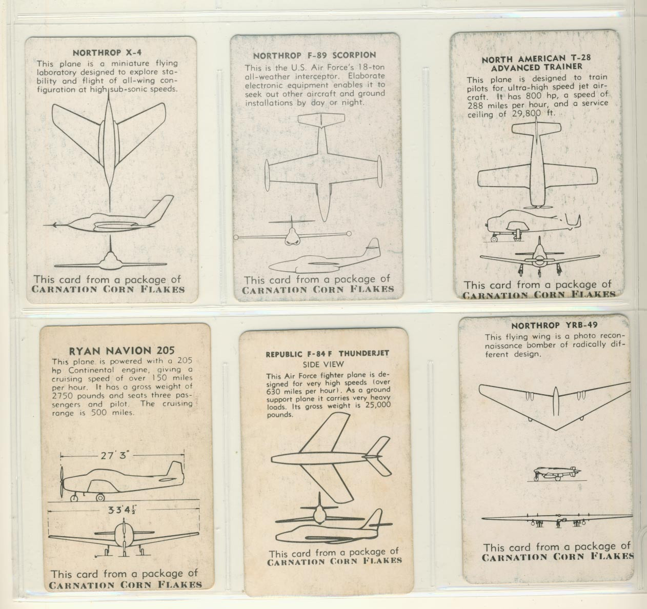 1952 Carnation Corn Flakes F2701 Aircraft Recognition Set 42