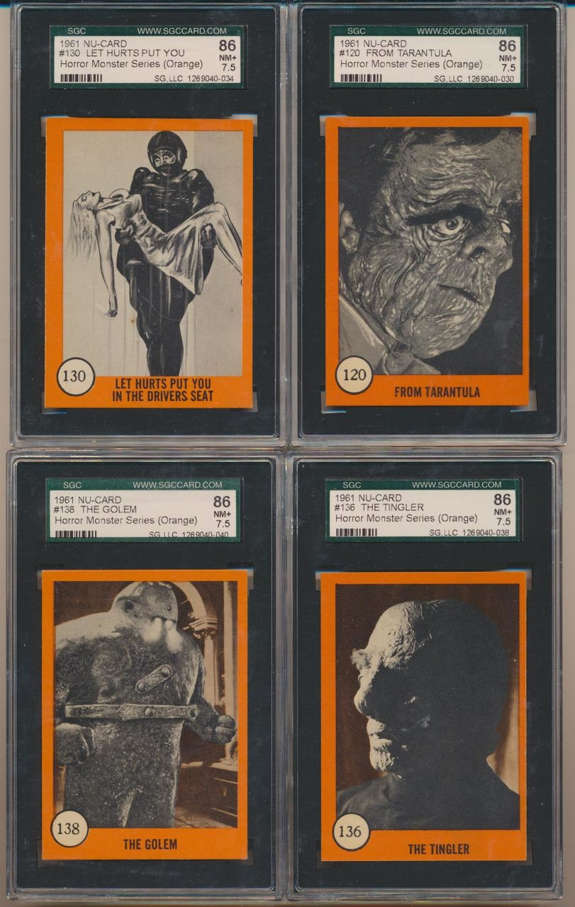 1961 Nu-Cards Horror Monster Series Orange Set 80 SGC Graded GPA