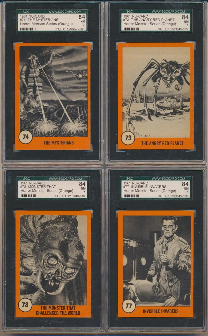 1961 Nu-Cards Horror Monster Series Orange Set 80 SGC Graded GPA