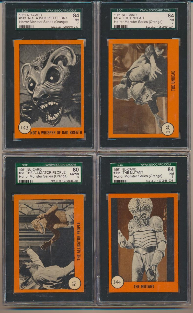 1961 Nu-Cards Horror Monster Series Orange Set 80 SGC Graded GPA