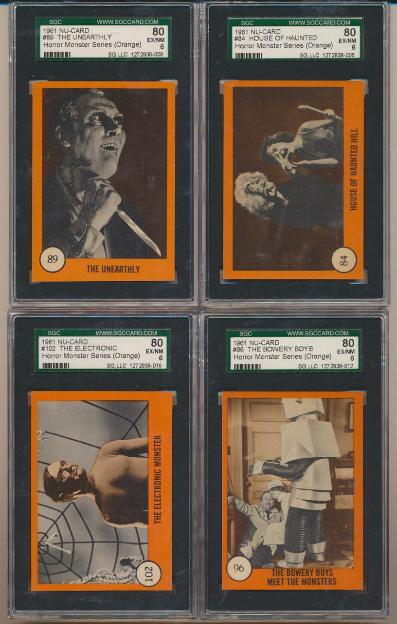 1961 Nu-Cards Horror Monster Series Orange Set 80 SGC Graded GPA