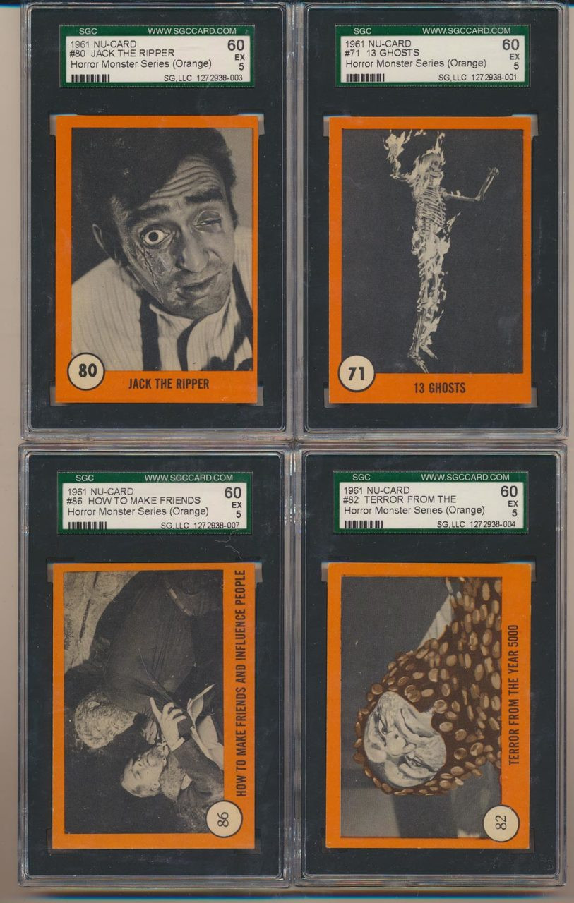 1961 Nu-Cards Horror Monster Series Orange Set 80 SGC Graded GPA