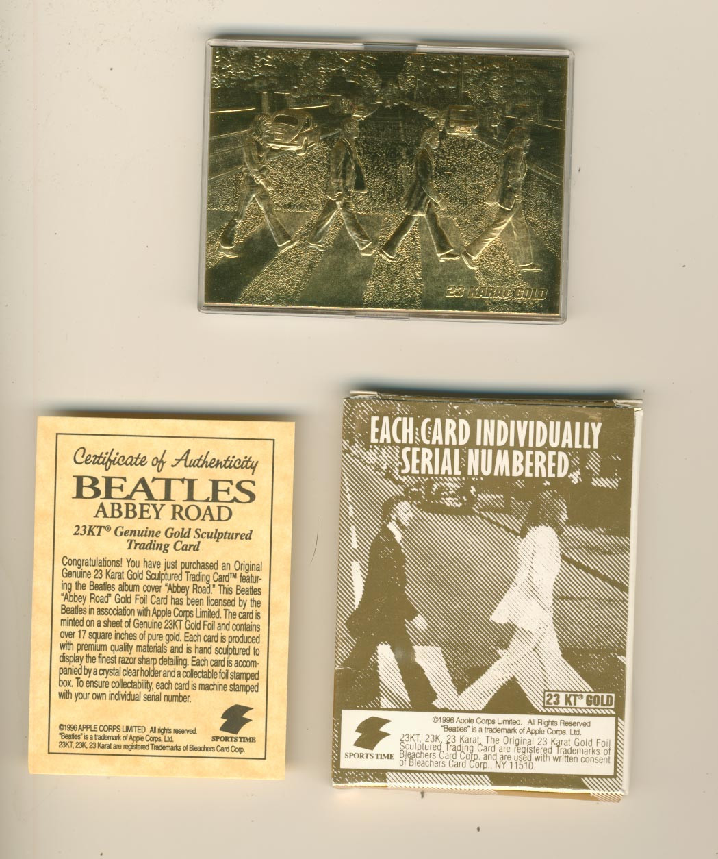 1996 Sports Time The Beatles 23 Kt Foil Genuine Gold Sculptured