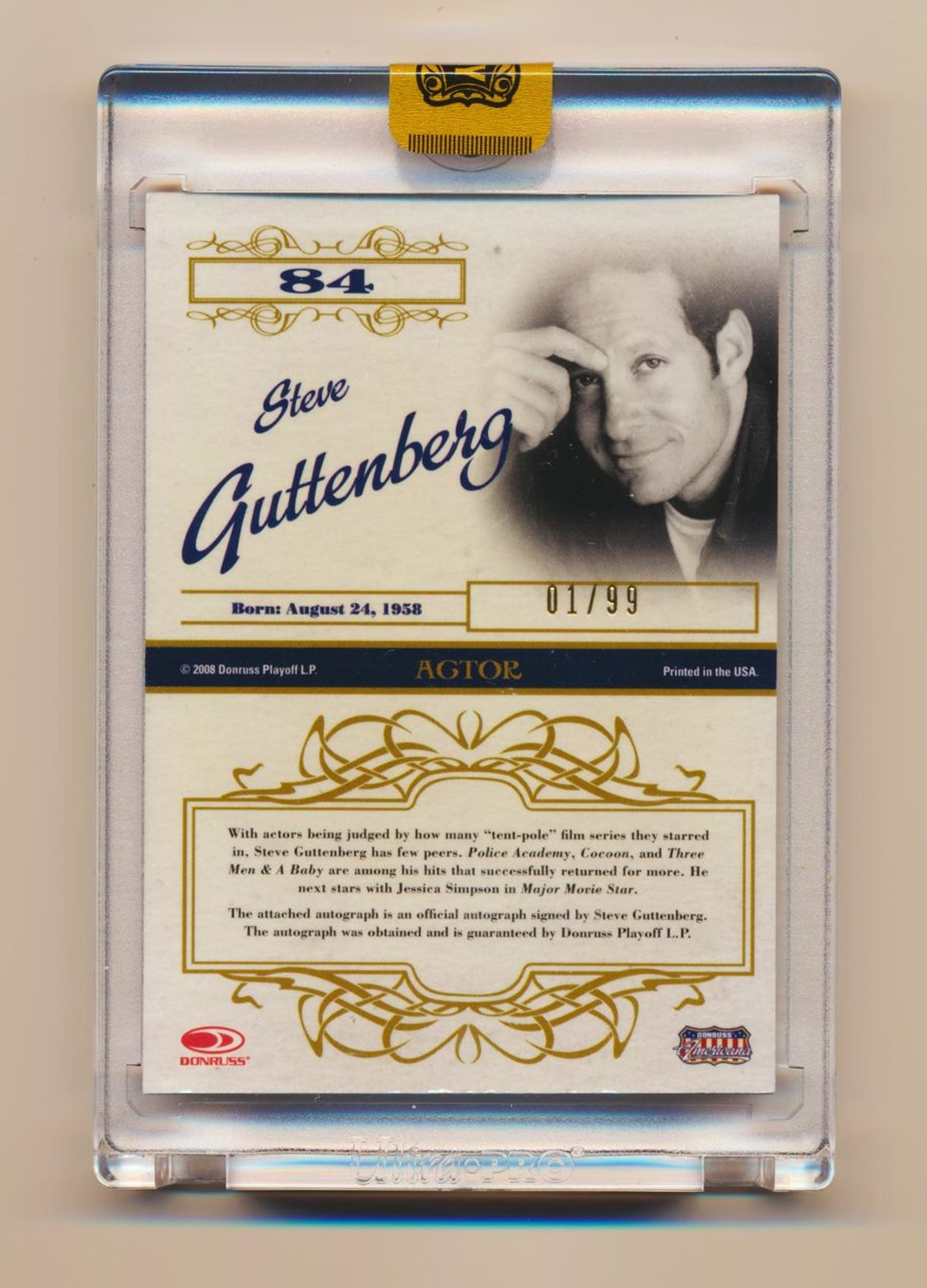 2008 Donruss Celebrity Cuts #84 Steve Guttenberg Autograph