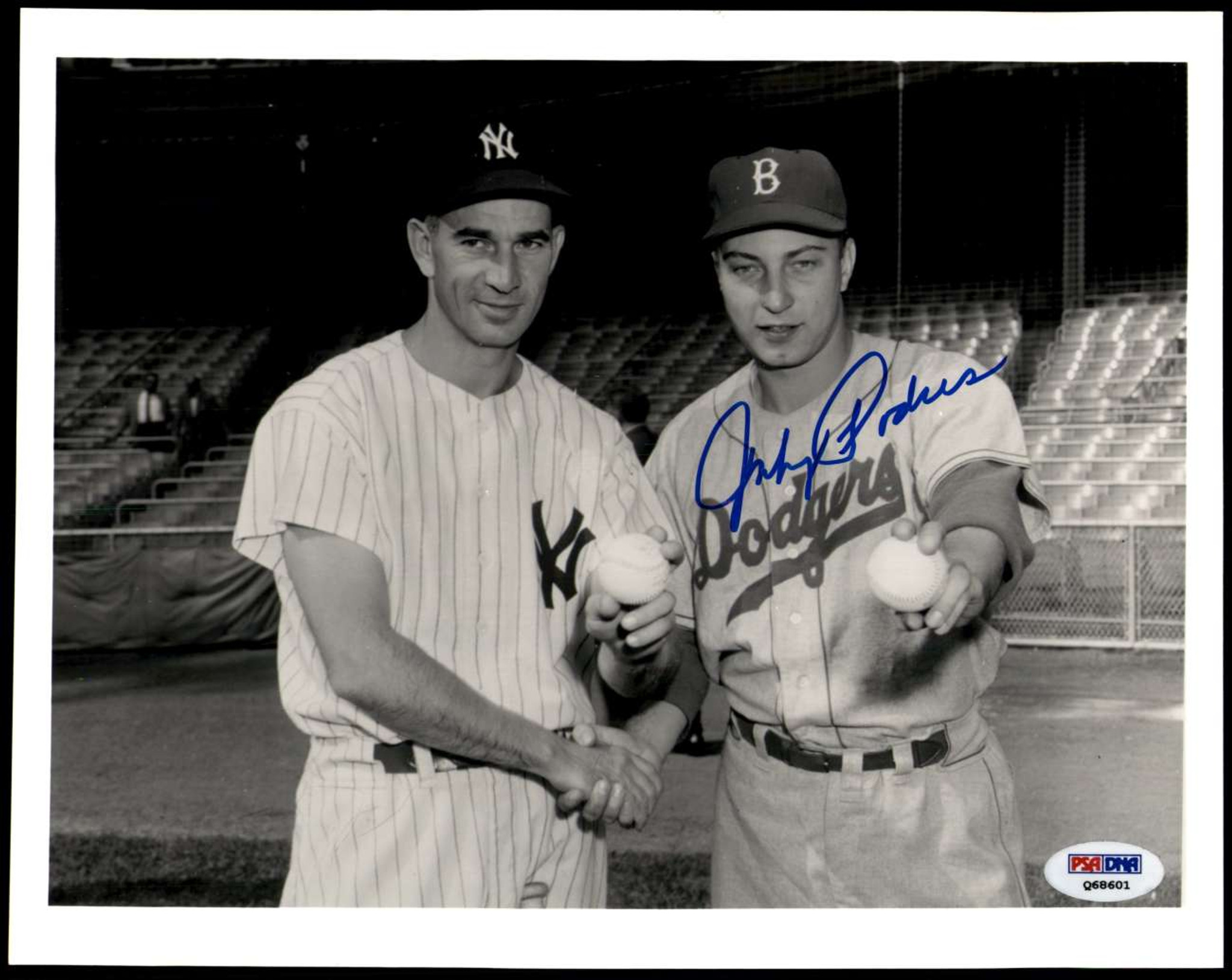 Vintage autographed black and white photo of Brooklyn Dodger