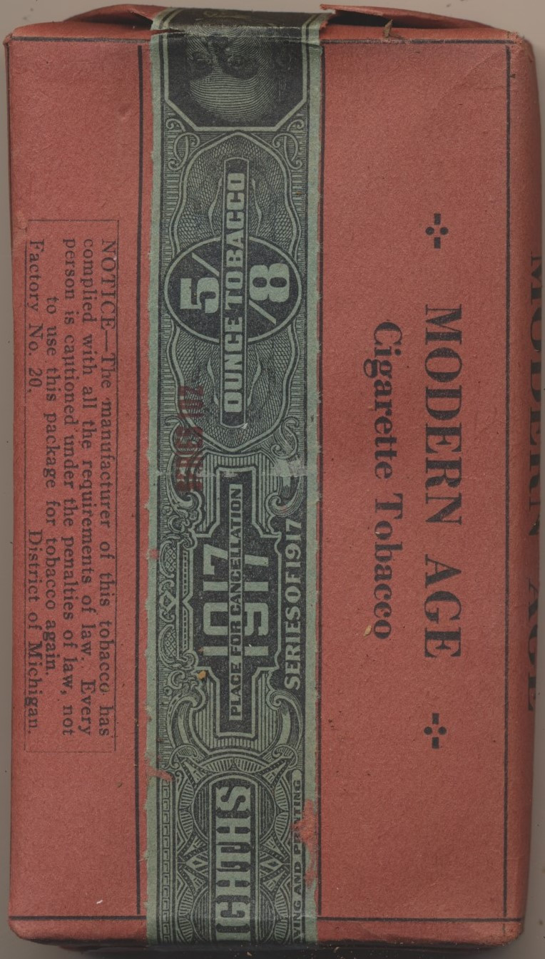 1917 DELUX TOBACCO CO. MODERN AGE CIGARETTES OR PIPE 5 CENT #*