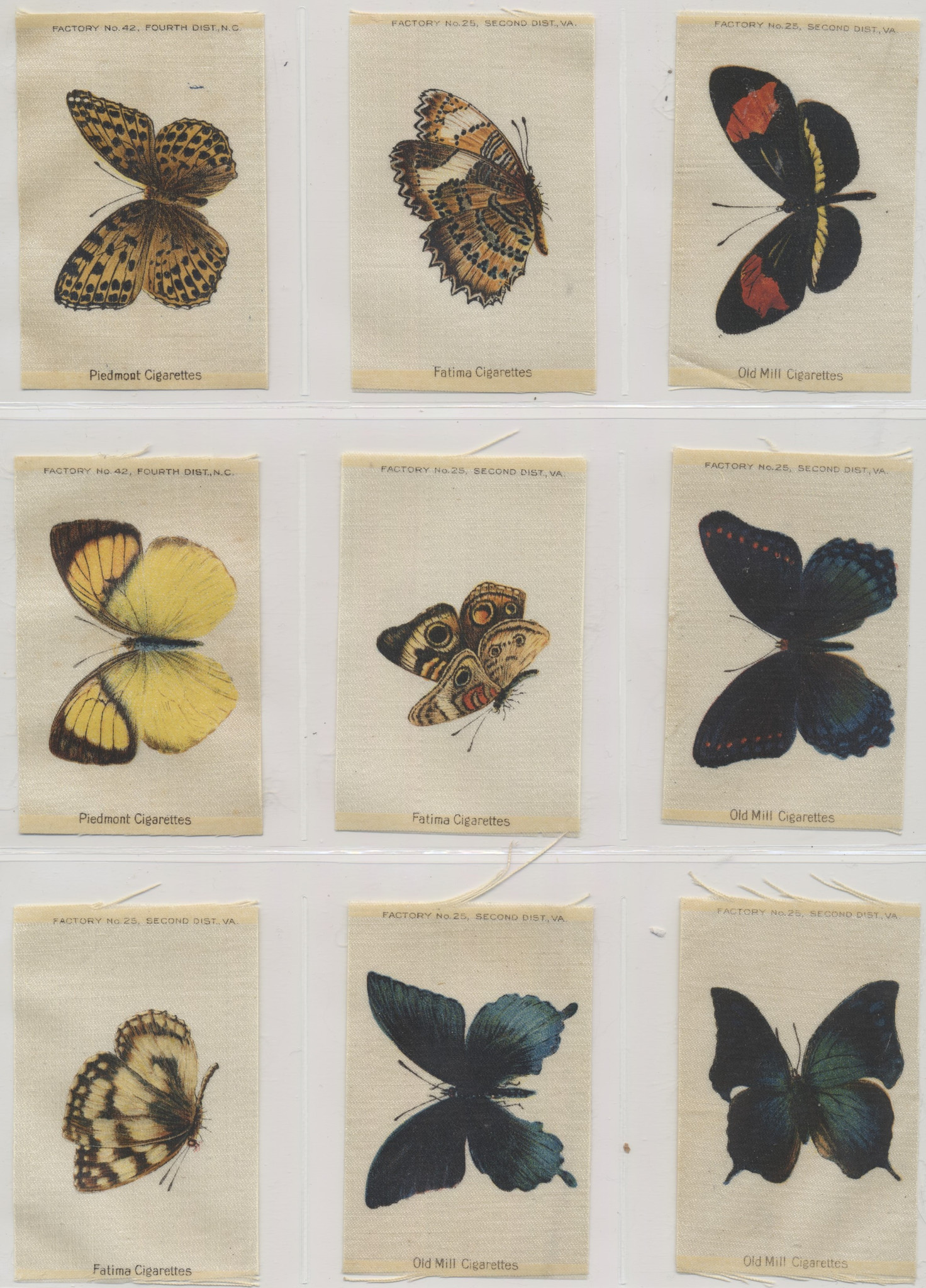butterfly cigarettes 1910 S-9-1 BUTTERFLIES & MOTHS (WITH CIGARETTES NAME AT BOTTOM) LOT (15) 3  1/