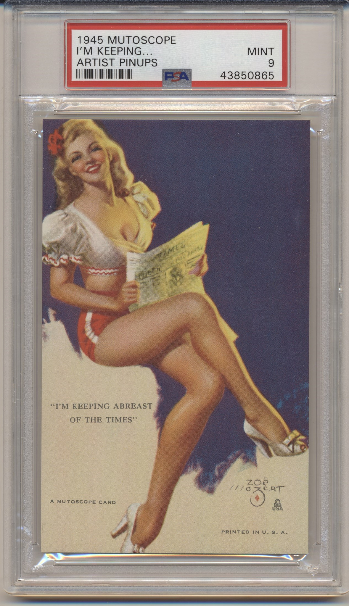 1945 Mutoscope W424 2b Artist Pin Up Girls Im Keeping Abreast Of The Times Psa 9 Mint 