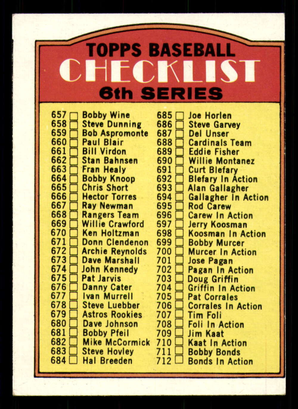 1972 Topps #604 Checklist 657-787 Miscut ID:351902 - Scottsdale Cards