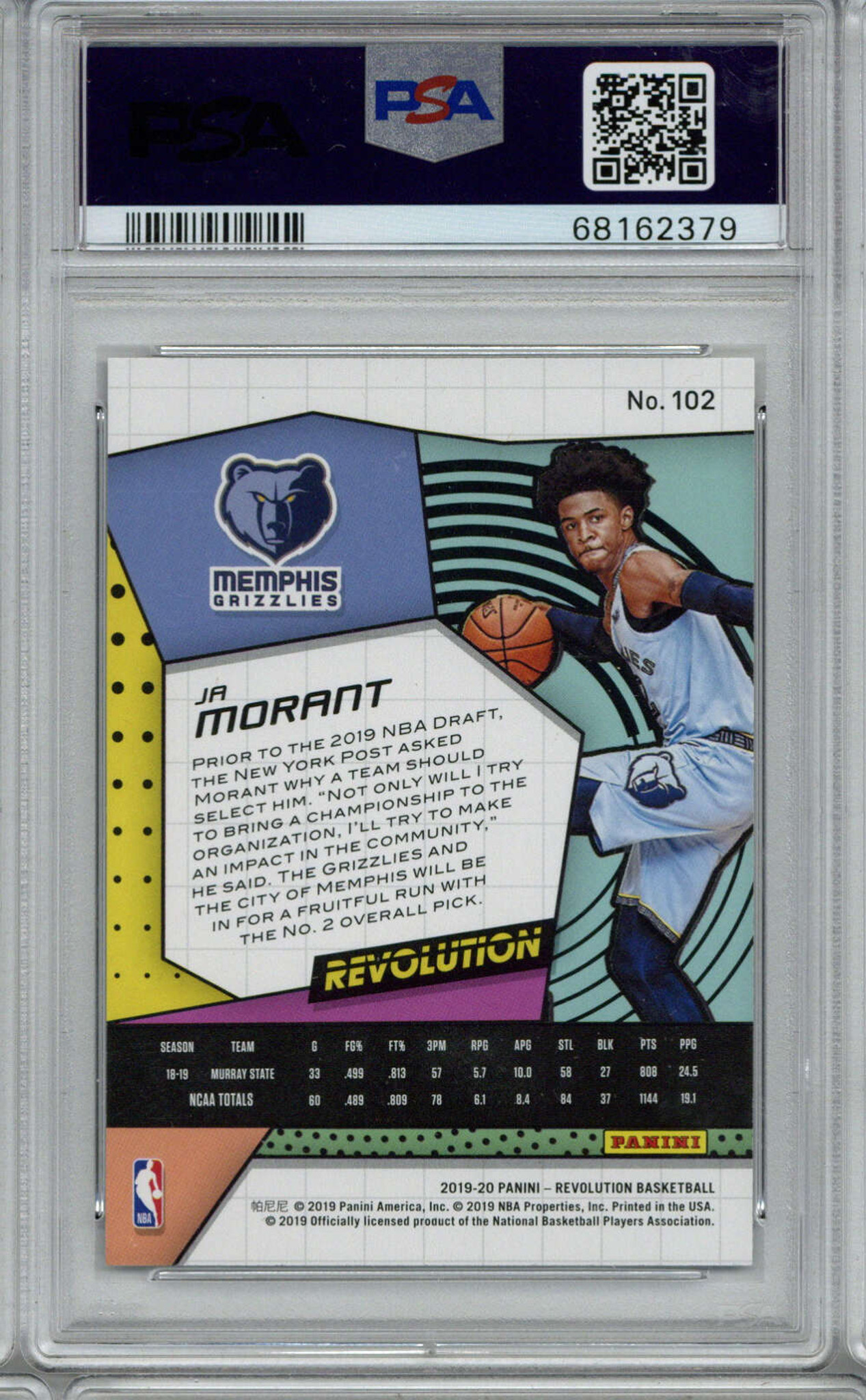 2019-20 Panini Revolution #105 Ja Morant PSA 10 Gem Mint RC