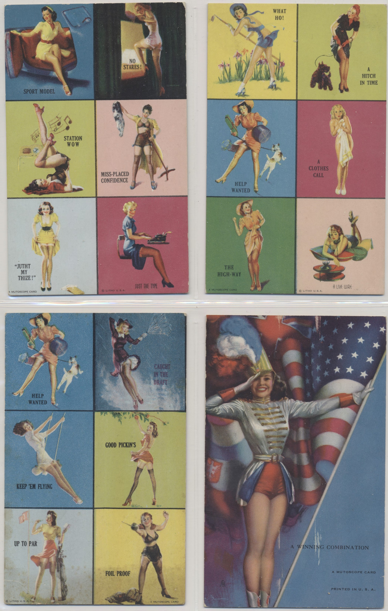 c1940's Mutoscope, Artist Pin-Up Girls, Lot 17 Plus 3 Rock & Roll