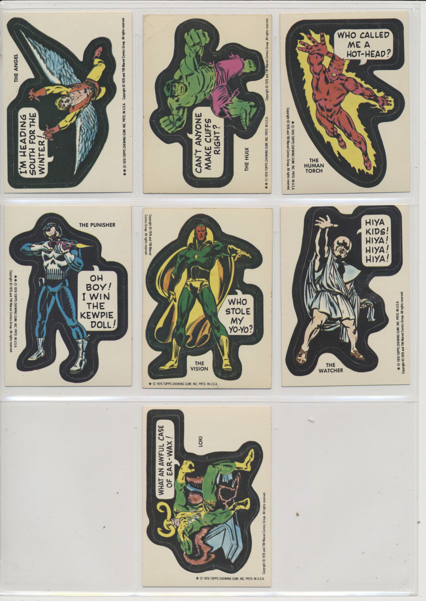 1975 Topps Marvel Super Heroes Stickers 34/40With 9 Card Puzzle