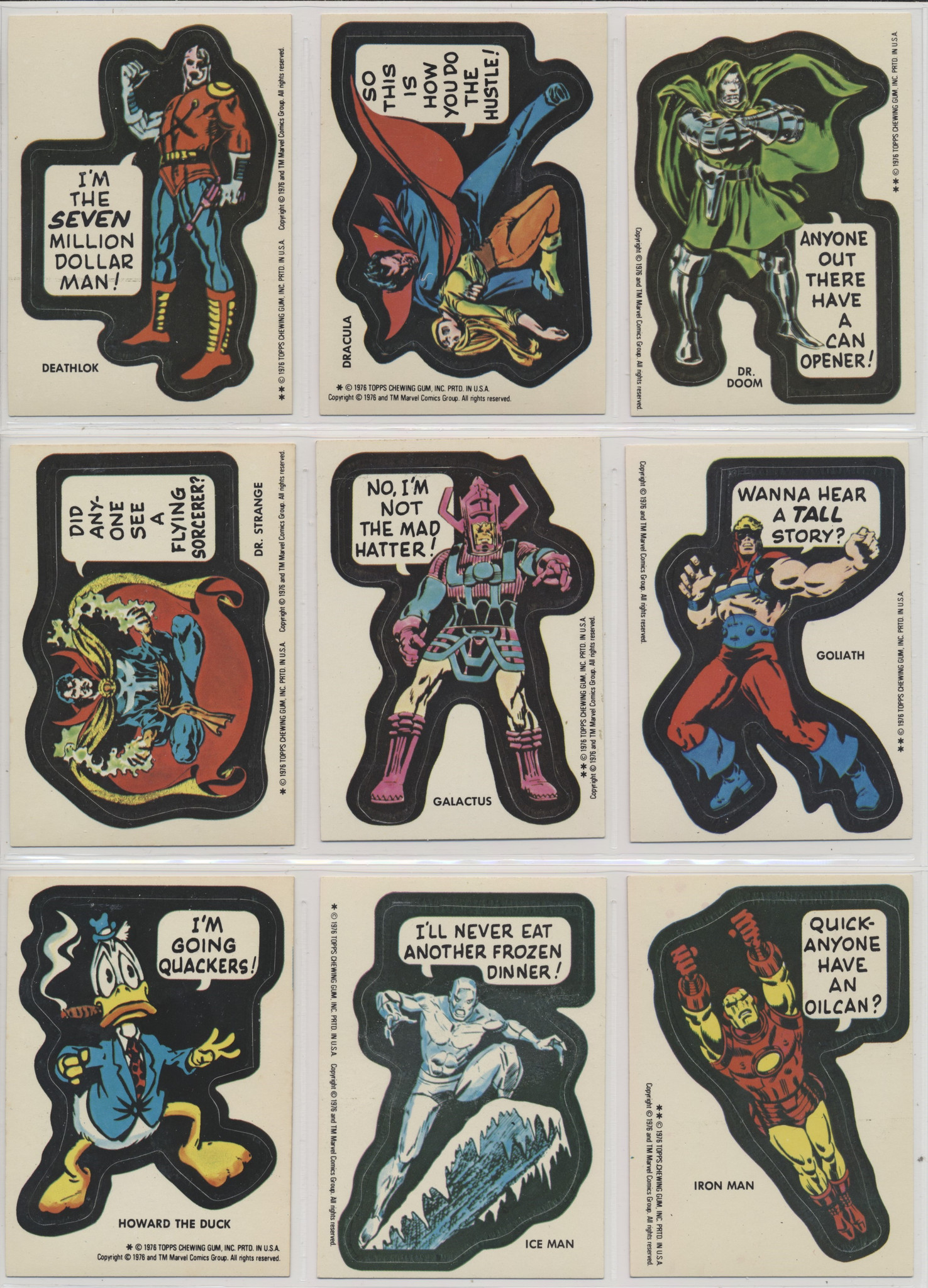 1974 Topps Marvel Stickers Trading Card Singles and Puzzle Cards