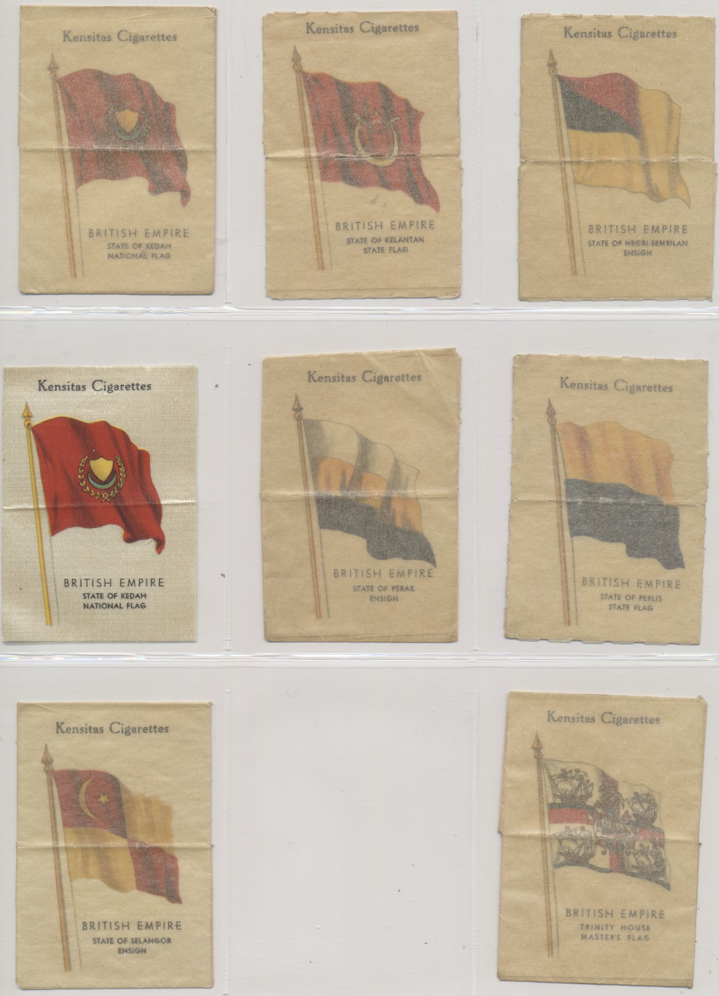 kensitas cigarette cards flags 1934 J. Wix & Sons Ltd London British Empire Flags 