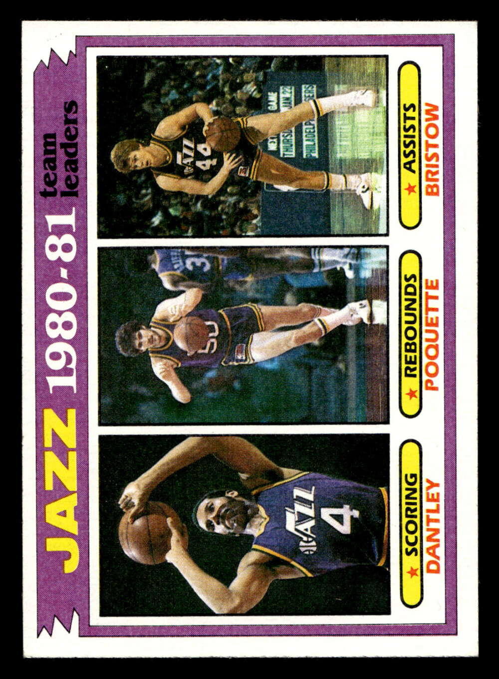 1981-82 Topps #65 Adrian Dantley/Ben Poquette/Allan Bristow TL Ex-Mint ID:  452273 - Scottsdale Cards 2021