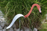 Reddish Egret dancing garden art that moves with the wind atop a 35" stake, made in Michigan, USA.