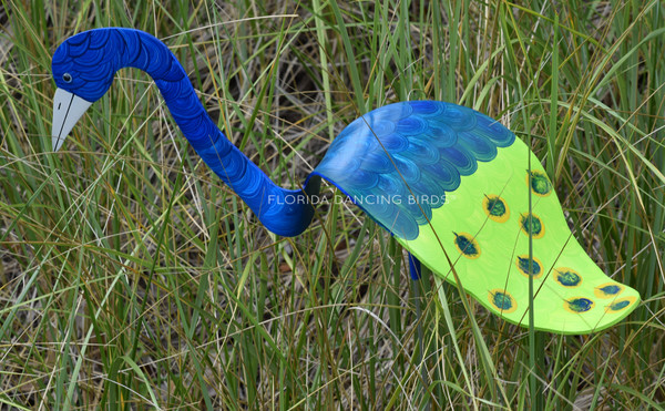 Our Dancing Peacock moves with the slightest breeze and will shimmer as it moves in the sunlight. Our Dancing Peacock moves with the slightest breeze and will shimmer as it moves in the sunlight.