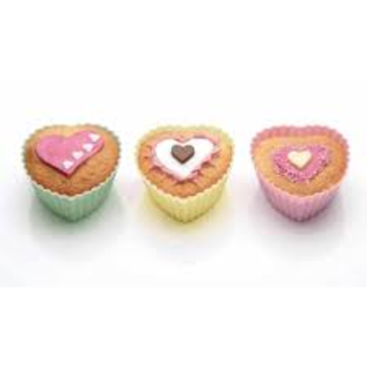 Silicone Heart Shaped Cake Case x12