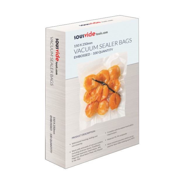 150 x 250mm Vacuum Sealer Bags Embossed x 100 - Main Image