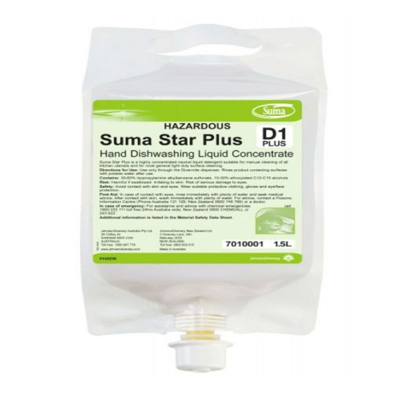 DIVERSEY - SUMA STAR-PLUS WASHING UP LIQUID D1+ - 1.5L (BAG) 