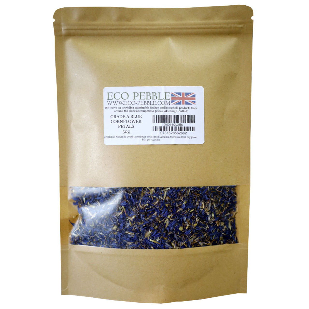 Eco-Pebble dried blue cornflower petals for culinary use