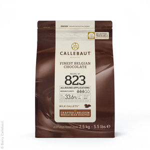 Callebaut 823 Milk Chocolate Callets 33.6% 2.5kg. Premium Belgian milk chocolate with caramel notes, ideal for baking, desserts, and confectionery. Callebaut 823 Milk Chocolate Callets 33.6% 2.5kg. Premium Belgian milk chocolate with caramel notes, ideal for baking, desserts, and confectionery.