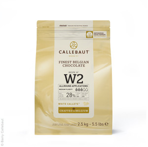 Callebaut W2 White Chocolate Callets 28% 2.5kg. Premium Belgian white chocolate with creamy, vanilla, and caramel notes. Ideal for baking, desserts, and confectionery. Callebaut W2 White Chocolate Callets 28% 2.5kg. Premium Belgian white chocolate with creamy, vanilla, and caramel notes. Ideal for baking, desserts, and confectionery.