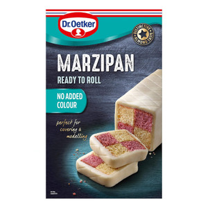 Dr Oetker Natural Marzipan 1kg with a smooth almond flavour. Ideal for baking, decorating, covering cakes and moulding festive shapes. Dr Oetker Natural Marzipan 1kg with a smooth almond flavour. Ideal for baking, decorating, covering cakes and moulding festive shapes.