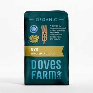 Doves Farm Organic Rye Wholemeal Flour 1kg. Organic wholemeal rye flour ideal for sourdough, rye bread, rustic loaves, crackers and savoury baking. Doves Farm Organic Rye Wholemeal Flour 1kg. Organic wholemeal rye flour ideal for sourdough, rye bread, rustic loaves, crackers and savoury baking.