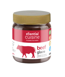 Essential Cuisine Beef Glace 600g. A rich, concentrated beef reduction for sauces, braises, casseroles and roasts. Professional-quality flavour made easy. Essential Cuisine Beef Glace 600g. A rich, concentrated beef reduction for sauces, braises, casseroles and roasts. Professional-quality flavour made easy.