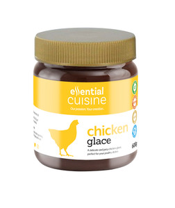 Essential Cuisine Chicken Glace 600g. A delicate chicken reduction for sauces, marinades, broths and glazes. Professional-quality flavour in a ready-to-use form. Essential Cuisine Chicken Glace 600g. A delicate chicken reduction for sauces, marinades, broths and glazes. Professional-quality flavour in a ready-to-use form.