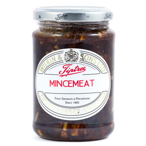 Tiptree Mincemeat 312g. Traditional rich filling with fruits, citrus peel, spices and brandy. Perfect for mince pies, tarts, puddings and festive baking. Tiptree Mincemeat 312g. Traditional rich filling with fruits, citrus peel, spices and brandy. Perfect for mince pies, tarts, puddings and festive baking.