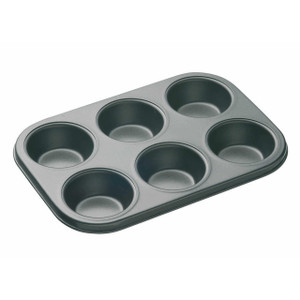 MasterClass Non-Stick 6 Hole Deep Baking Pan made from heavy-duty carbon steel. Perfect for muffins, Yorkshire puddings, cupcakes and more. MasterClass Non-Stick 6 Hole Deep Baking Pan made from heavy-duty carbon steel. Perfect for muffins, Yorkshire puddings, cupcakes and more.