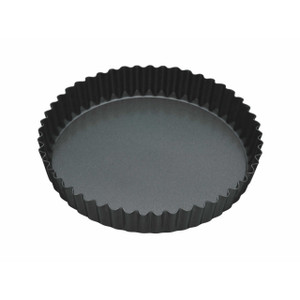 MasterClass Non-Stick Loose Base Fluted Quiche Tin 23cm with carbon steel and double non-stick coating. Perfect for quiches, flans, pies and tarts. MasterClass Non-Stick Loose Base Fluted Quiche Tin 23cm with carbon steel and double non-stick coating. Perfect for quiches, flans, pies and tarts.