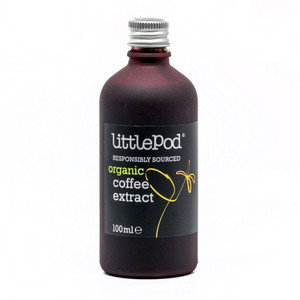 LittlePod Organic Coffee Extract 100ml made from premium Colombian beans. Rich, intense flavour for cakes, desserts, sauces and drinks. LittlePod Organic Coffee Extract 100ml made from premium Colombian beans. Rich, intense flavour for cakes, desserts, sauces and drinks.