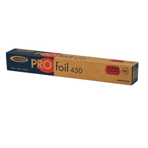 Prowrap Professional Aluminium Foil 450mm x 75m. Extra-strong, wide catering foil for roasting, grilling, storage and food preservation. Prowrap Professional Aluminium Foil 450mm x 75m. Extra-strong, wide catering foil for roasting, grilling, storage and food preservation.